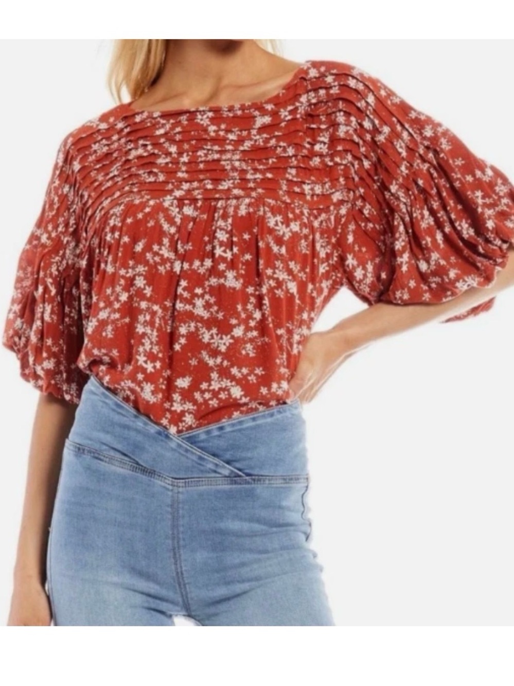Free People Dessa Bodysuit Rust Combo Size S Floral Bohemian